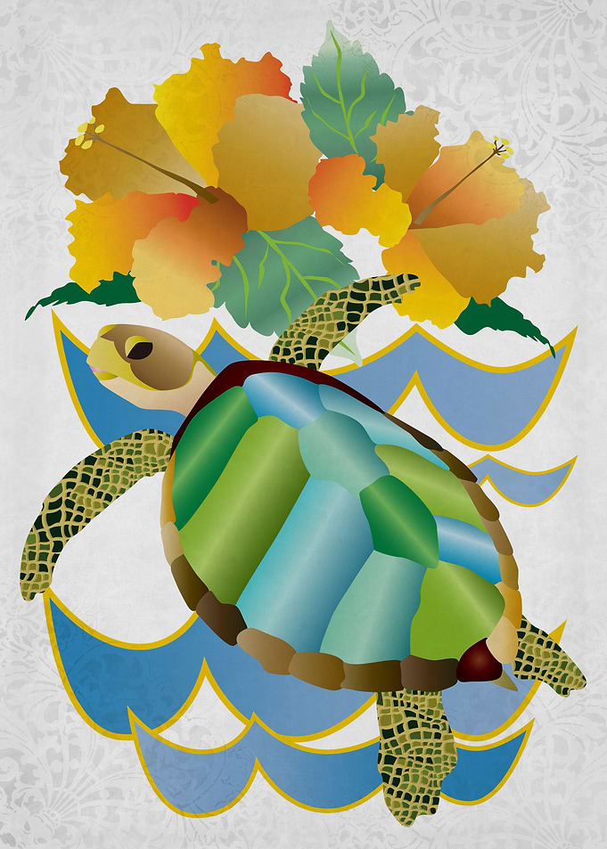 Pretty Sea Turtle Tropical Yellow Hibiscus Flowers - A ...