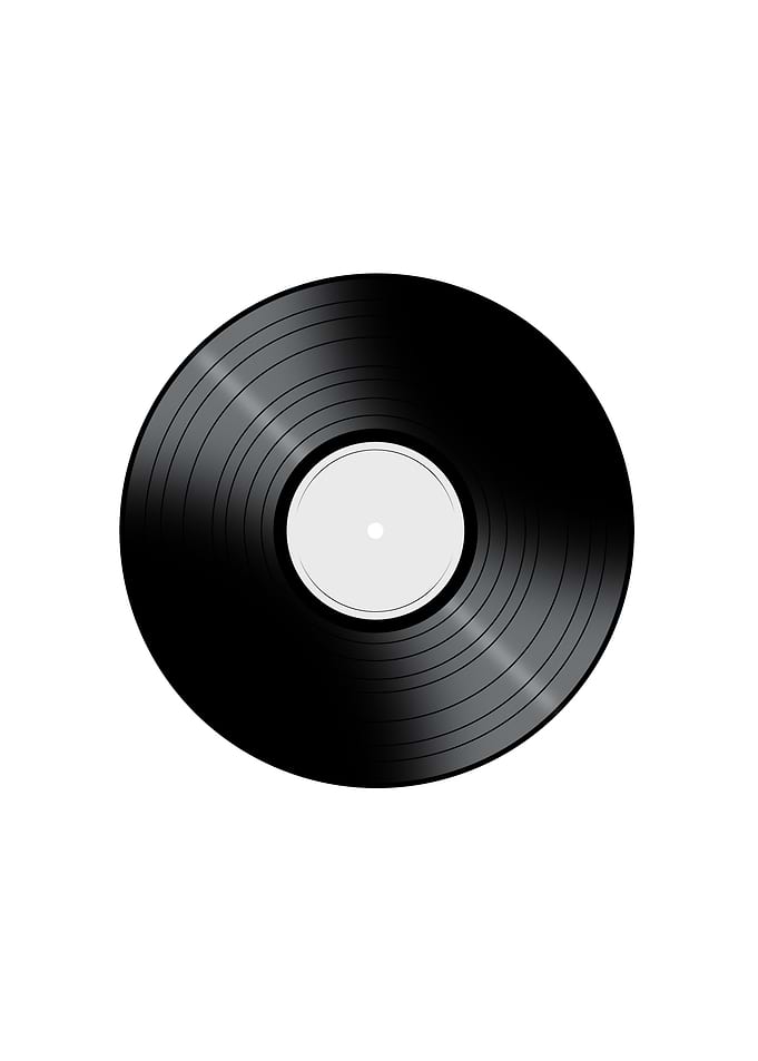 Music Record Vinyl Record with a color center on a whit ...