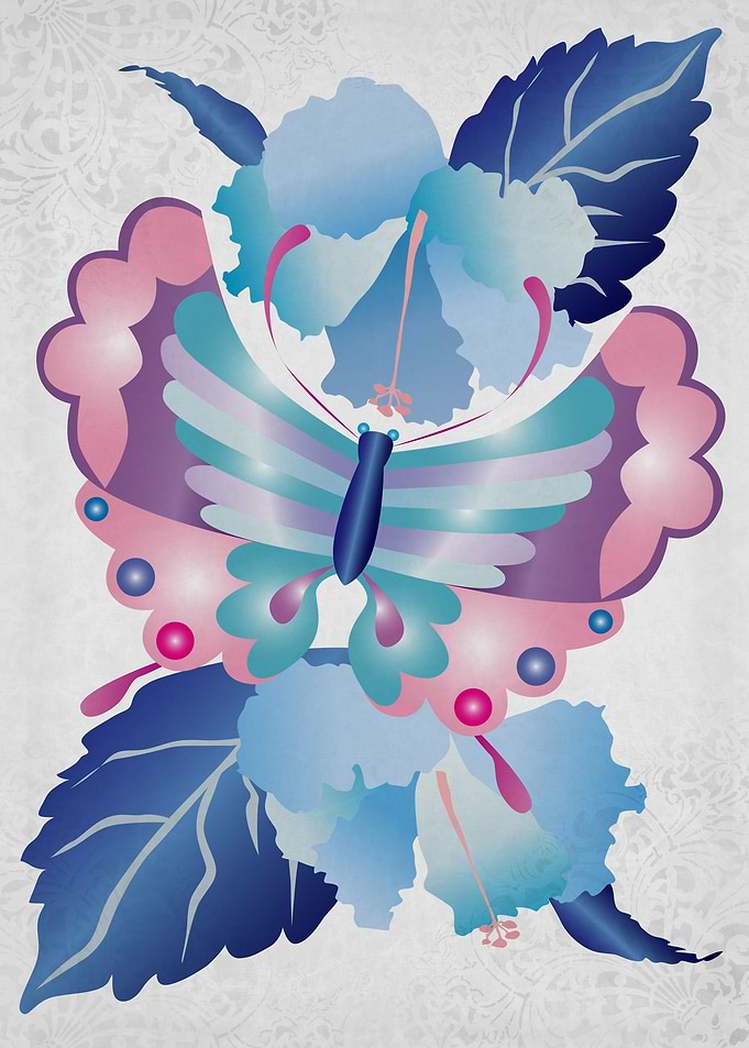 Pretty Purple Turquoise Butterfly Blue Winter Hibiscus ...