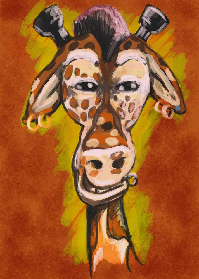 Giraffe with some edge. Yea he knows he stands out on t ...