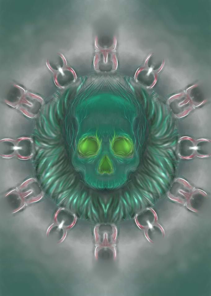 kaleidoscope Green Skull