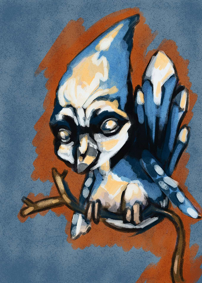 A baby blue bird on a twig