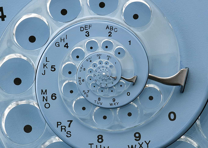 Vintage Retro Blue Rotary Dial Spiral Droste