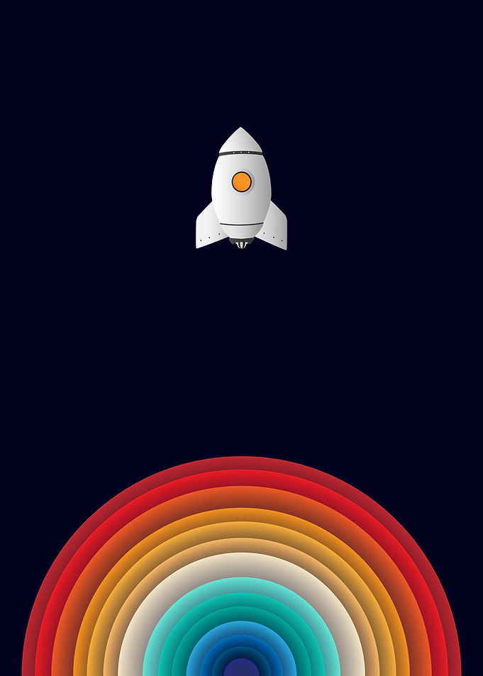 Launch colorful rocket cir
