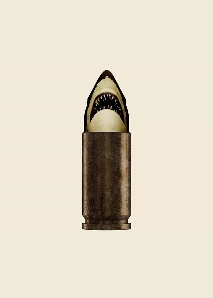 SHELL SHARK No. 1 in a minimal digital collage series, ...