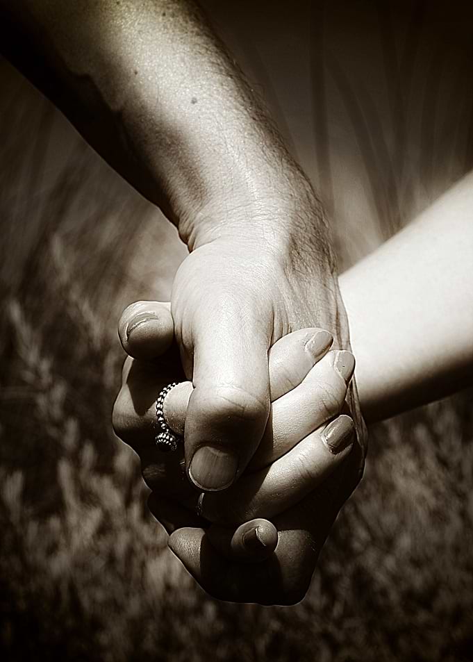 Monochromatic image of a young couple on their wedding ...