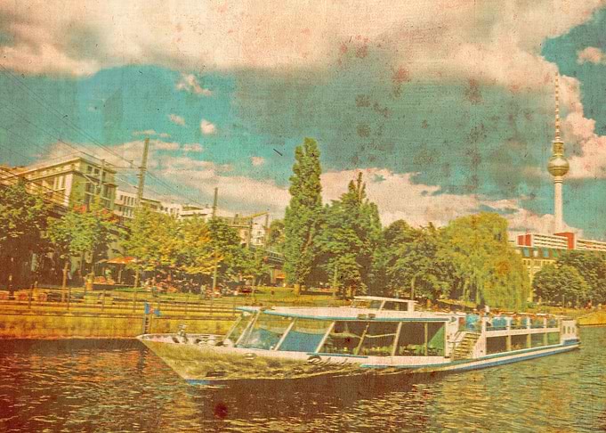 Boat with the Berlin TV tower in the background