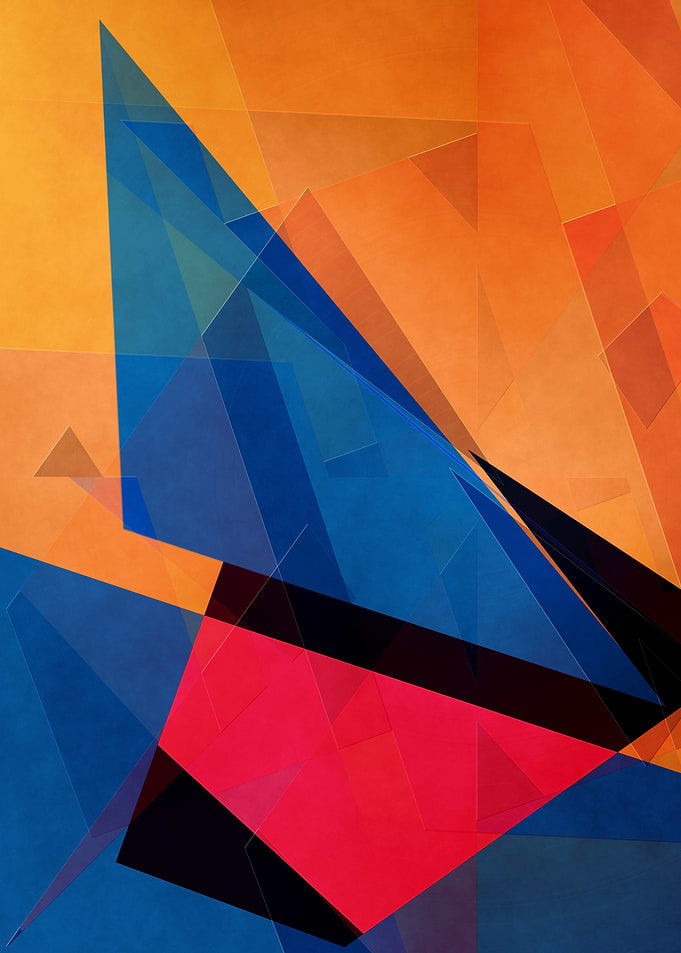 geometric abstract orange and blue