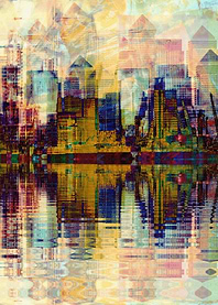 Stunning artwork of the iconic Canary ` wharf on the b ...