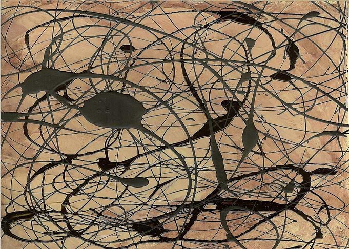 Pollock Inspired Abstract Black On Beige by Corbin Henr ...