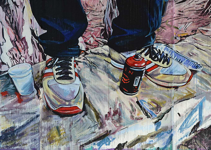 street-art-worker - graffiti with details of a graf ...