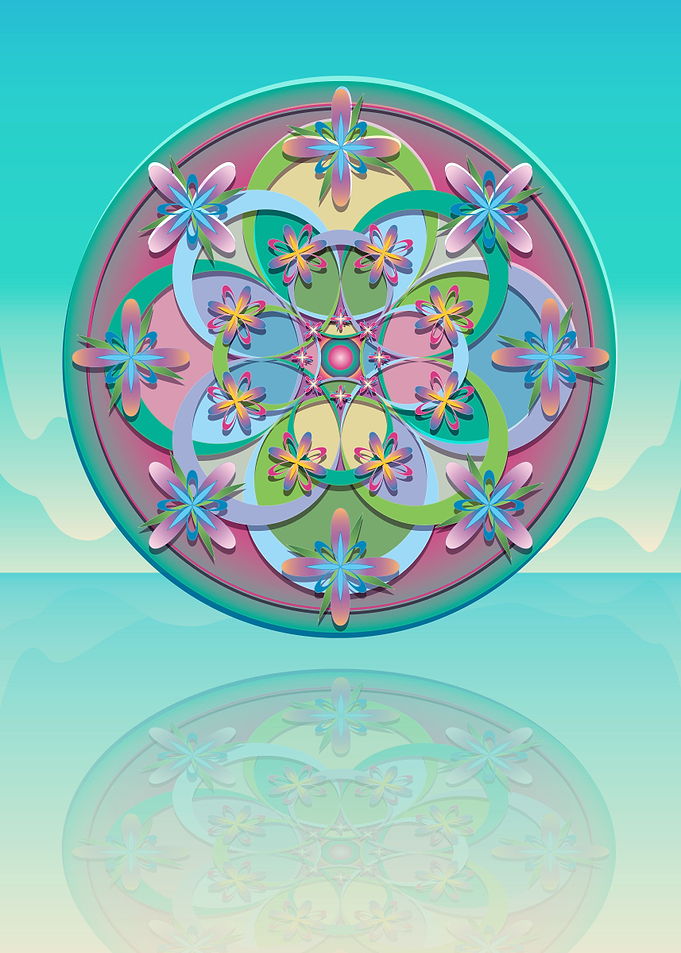 Retro inspired colours and design for this mandala. Vec ...