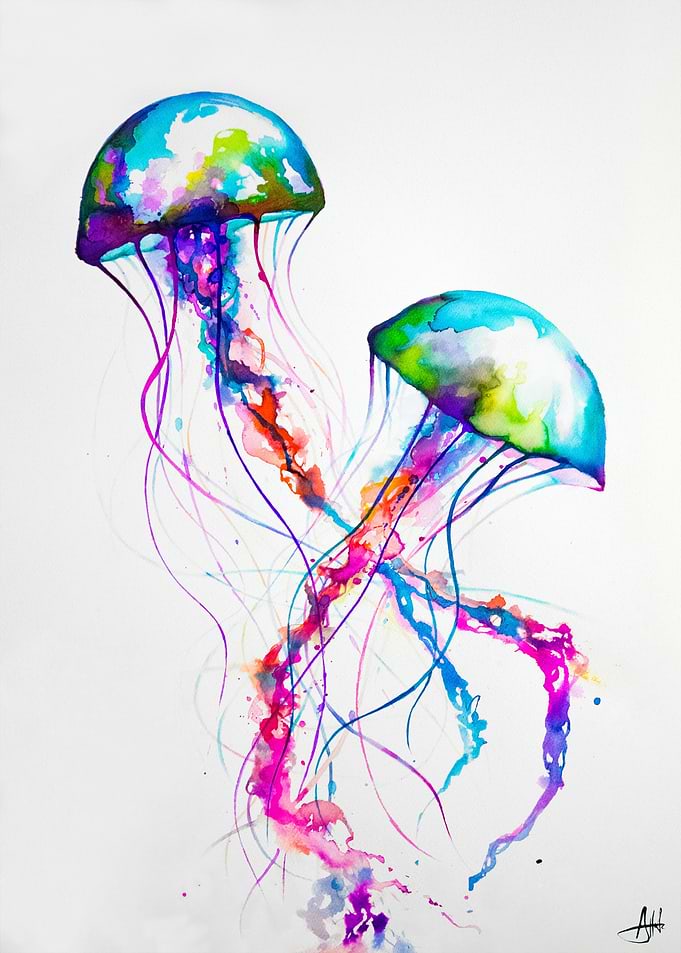 'Narasumas' by Marc Allante Ink jellyfish painting cre ...