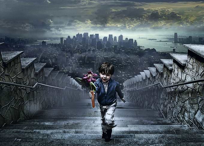 'Child of New York' - fantasy composition of stair w ...