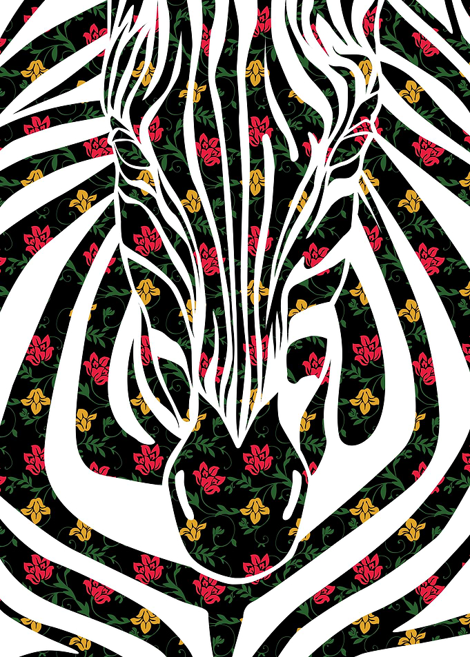 Zebra - Floral pattern