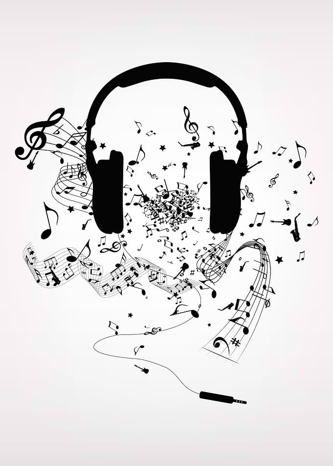Headphones and Musical Notes