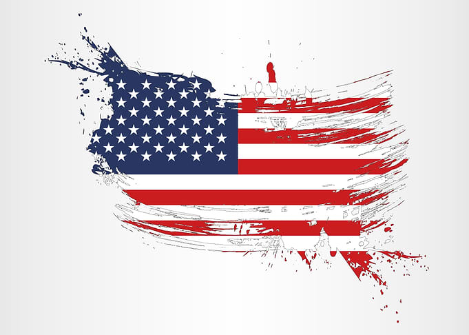 United States Of America flag with a splatter brush eff ...