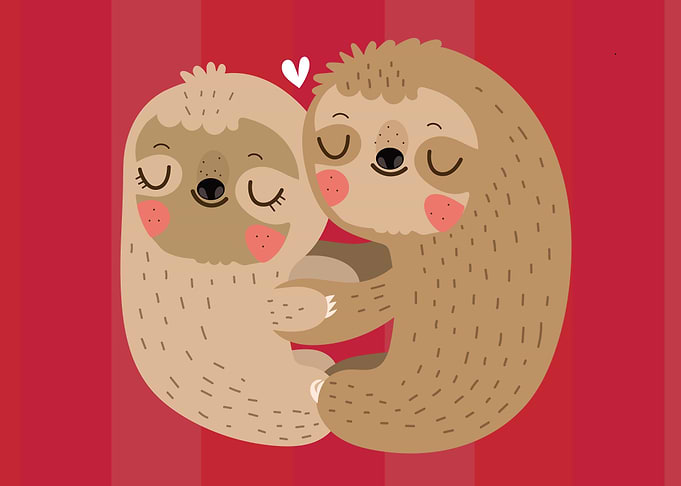 Cute sloths love illustration