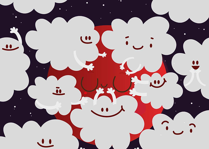 This is how i saw the red moon at my window. Lots of cl ...