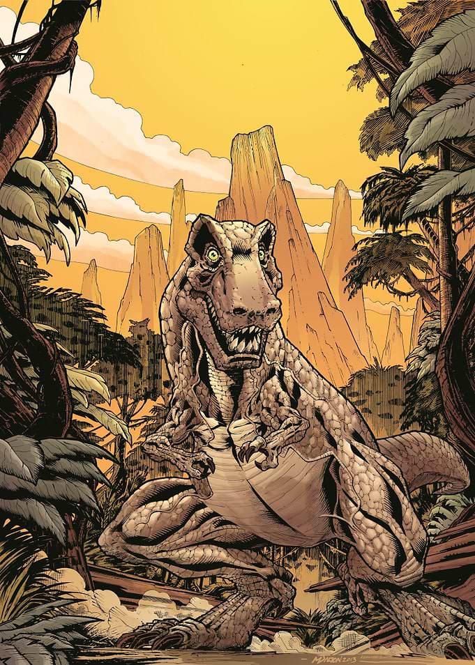Color artwork of a T-Rex s