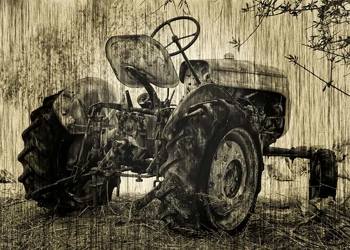 Forgotten Time Vintage image of an abandoned tractor in ...