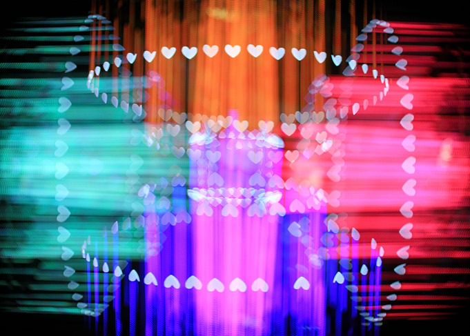 Speeding Hearts Abstract Colorful Light Trails - White, ...