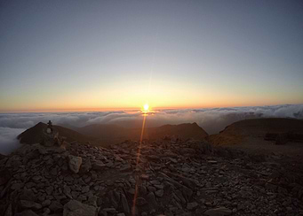 View of the sun rise from the summit of Helvellyn
