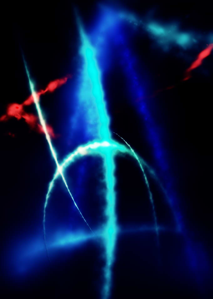 a smoke trail arcs elegantly and falls gently back to e ...