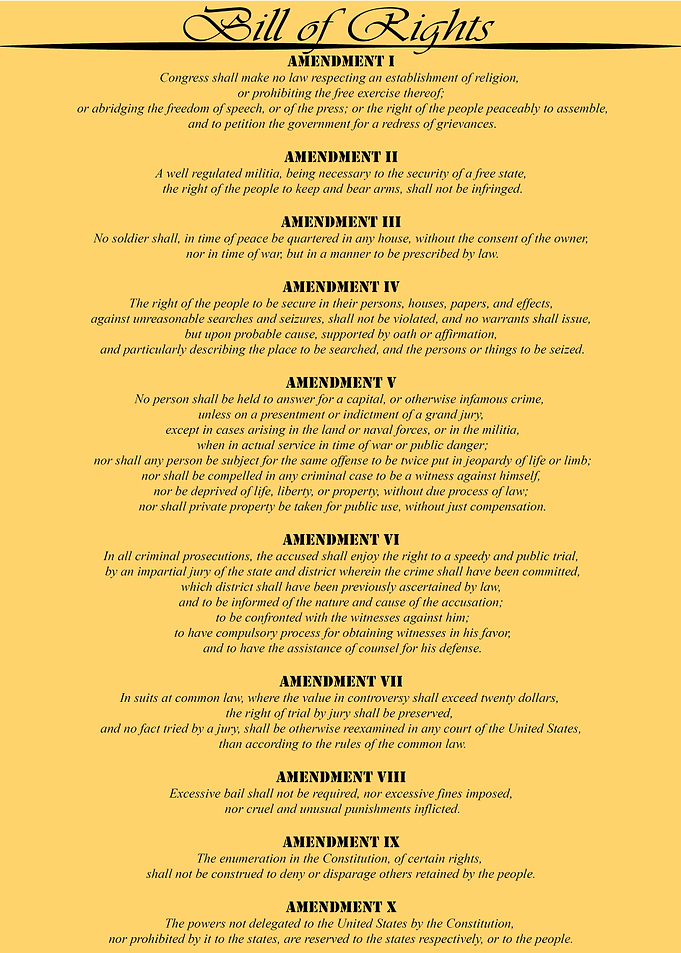The Bill of Rights as written in the United States of A ...