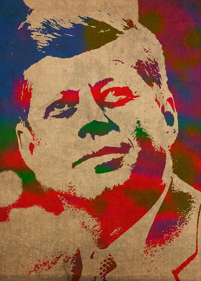 John F Kennedy Watercolor Portrait