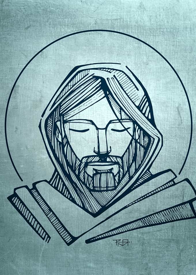 hand drawn illustration or drawing of Jesus Christ face ...