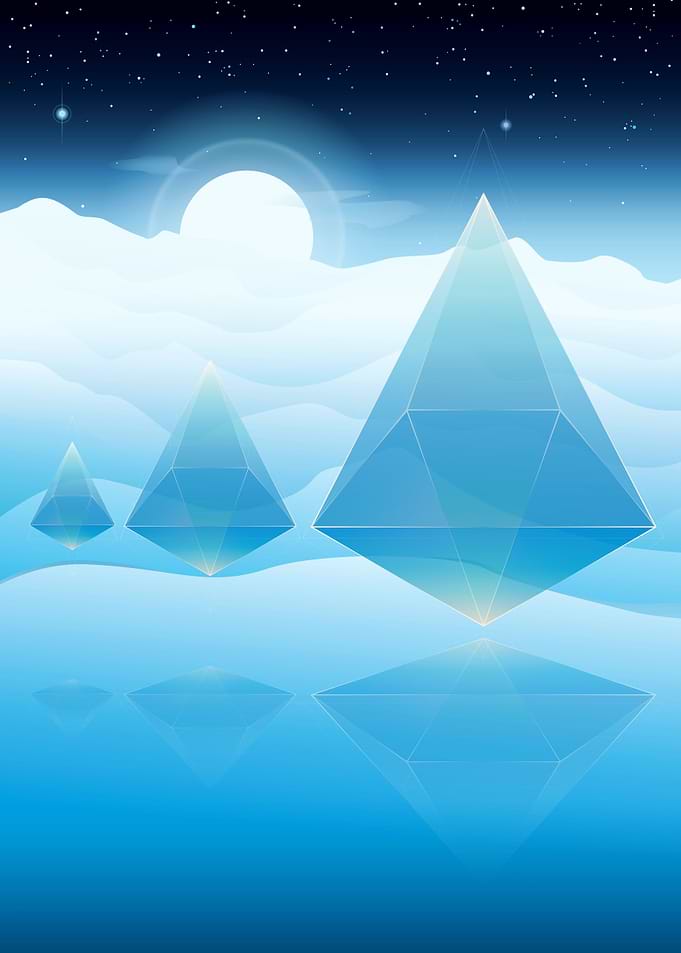 Prisms, ice and moon. 2015.