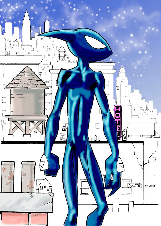 'Hero' - Color version of alien standing in front of a ...