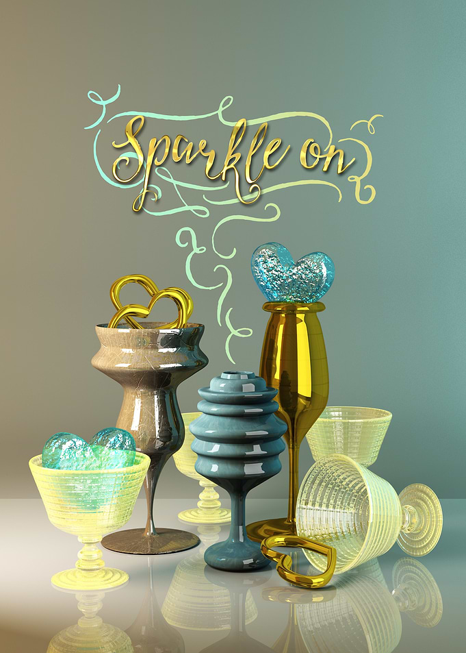 Sparkle On Valentine Hearts Stylish Gold Turquoise Glas ...
