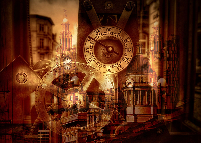 a digitaly enhanced image of the three graces in liverp ...