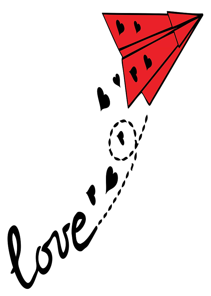 Love letter paper plane