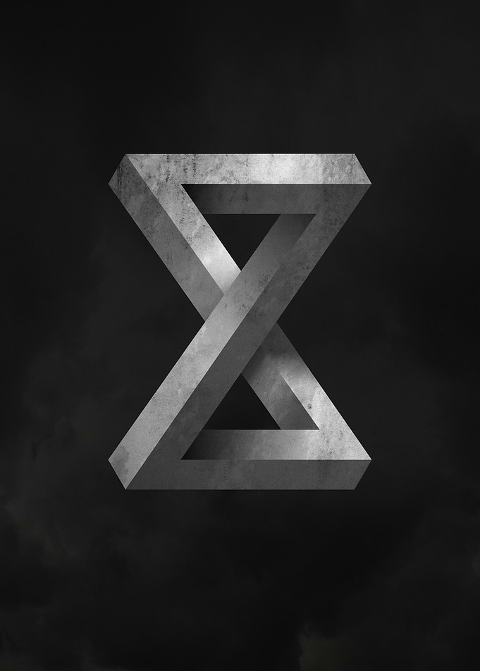 Impossible geometry with marble/stone surface against a ...