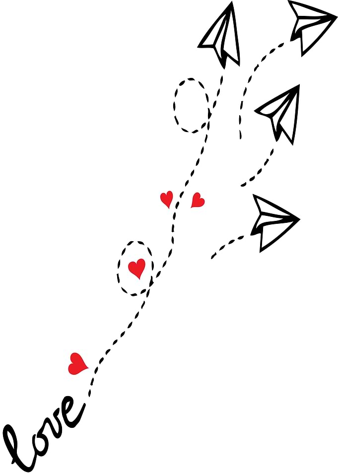 Love letter origami air planes valentine's day typo lin ...