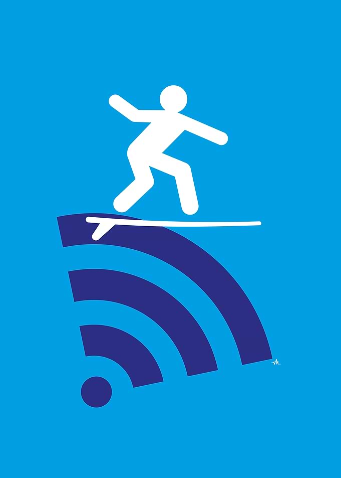 Surfing the web.