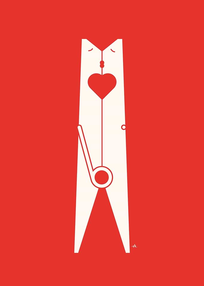 Clothespin kiss.