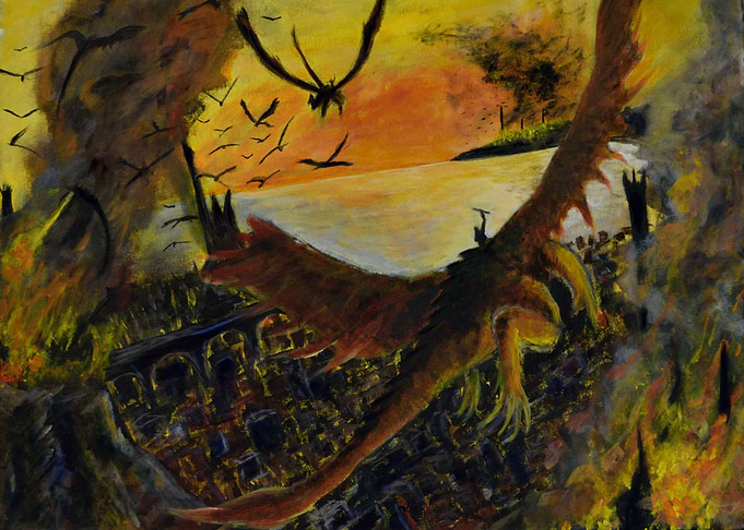 Flying dragons based on the videogame 'Lair' - Acrylic ...