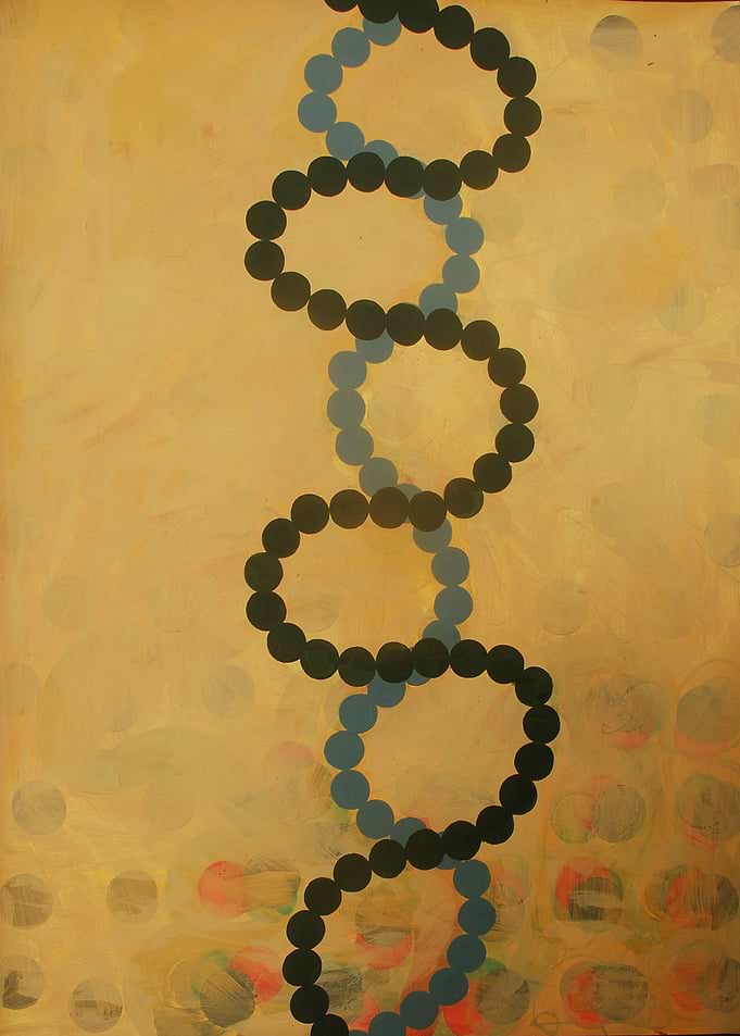 painting in layers and overlapping looping lines of spo ...