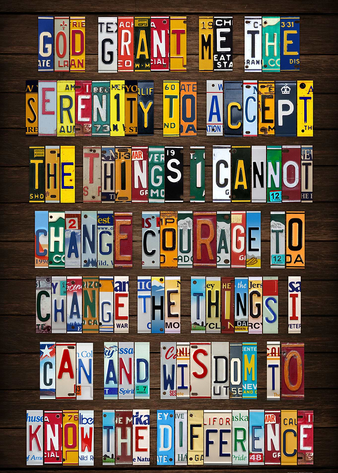 Serenity Prayer License Plate Art