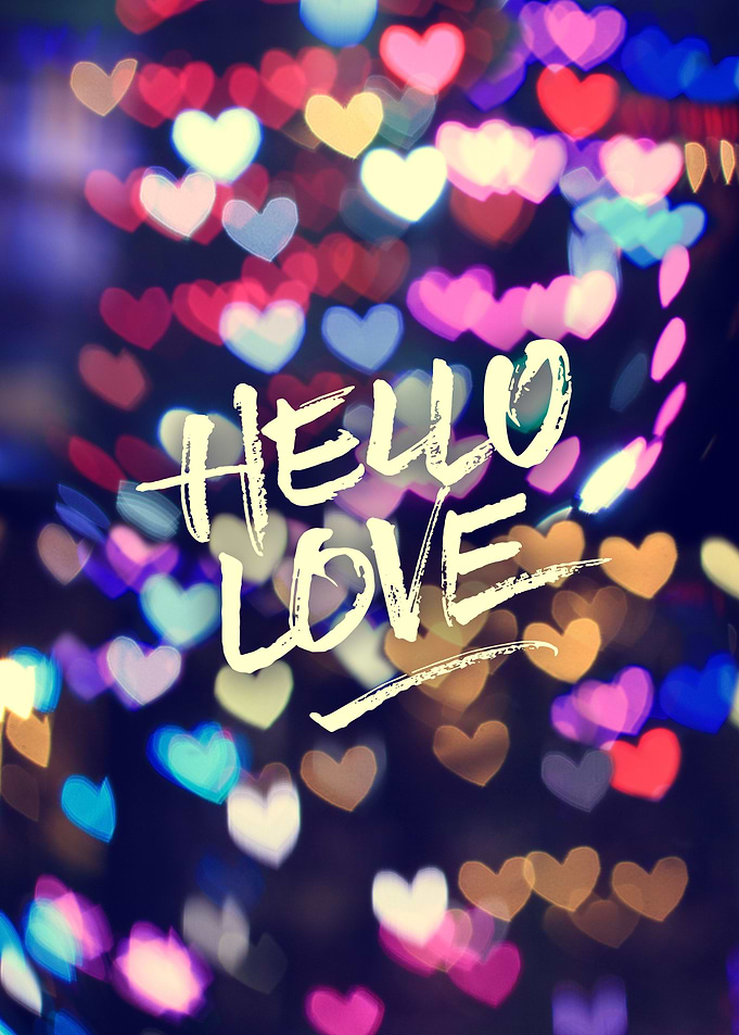 Hello Love Colorful Valentine Vintage Bokeh Heart Light ...