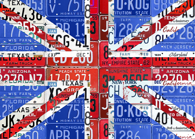 UK Flag Homage Made Using Vintage Recycled American Lic ...