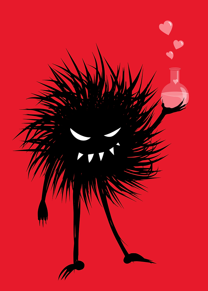 Fun illustration of an evil black bug who has made a lo ...
