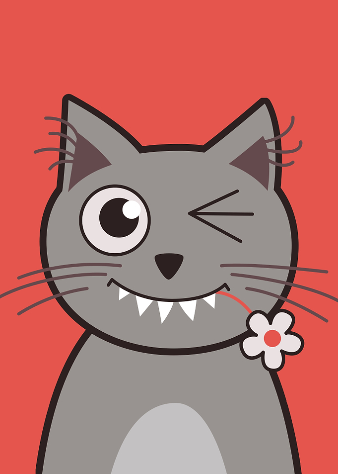 Cute vector illustration of a winking kitty cat with sh ...