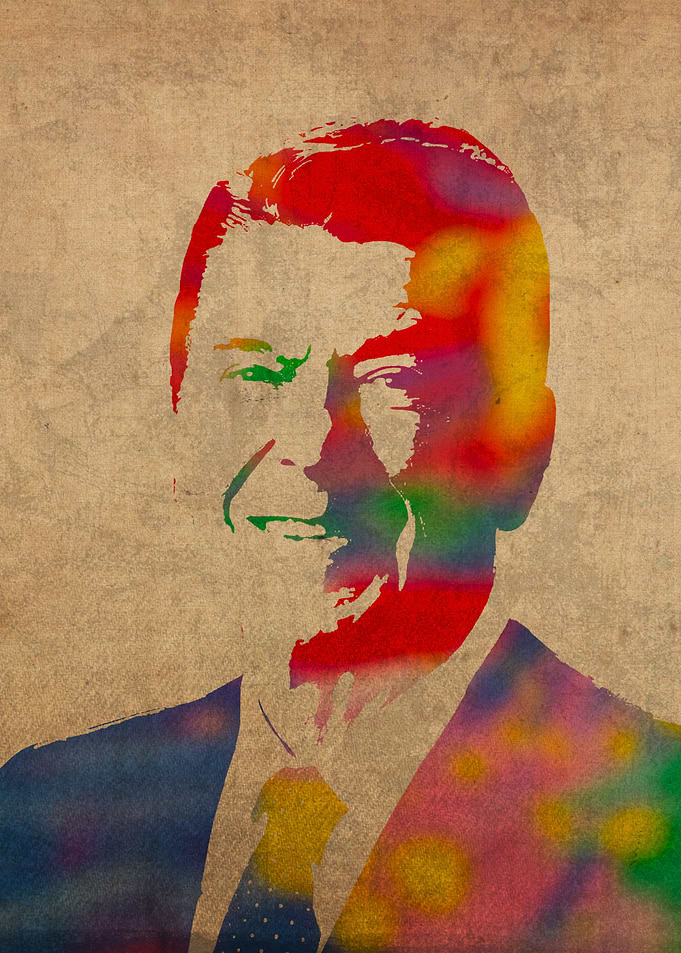 Ronald Reagan Watercolor Portrait
