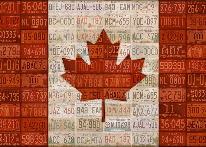 Canada Flag Recycled Vintage License Plate Art by Desig ...