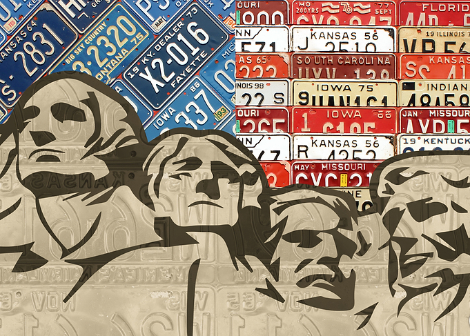 Mount Rushmore National Monument with Flag Recycled Vin ...